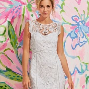 NWT Lilly Pulitzer Maya Shift White Lace Midi Dress
